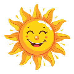 Cheerful Funny Cartoon Sun Flat Vector