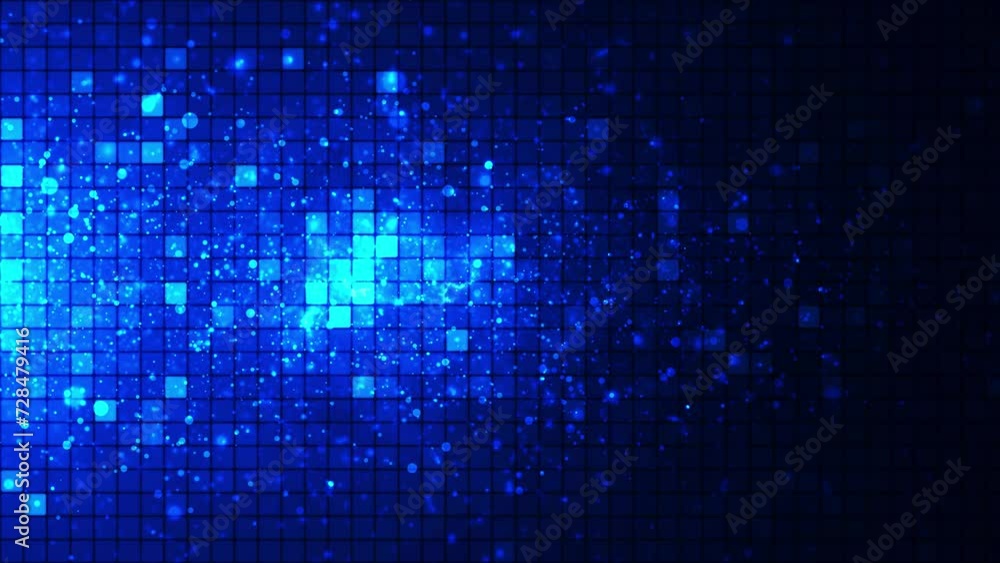 Poster an animated background of rows of squares changing color and moving chaotically. pixel graphics, mov