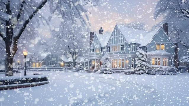 Suburban Lemont Illinois homes covered in light winter snowfall.