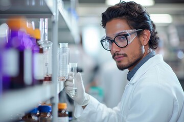 A dedicated scientist in a crisp white coat carefully observes the reaction in a test tube, determined to unlock the secrets of chemistry and make groundbreaking discoveries in the laboratory