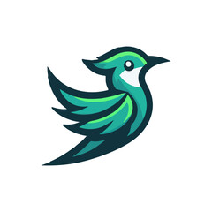 A bird logo in a mascot style, with a simple, minimalist, and professional design