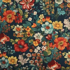 Schilderijen op glas colorful multi  floral print style background © Wipada