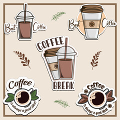 Coffee icons set Illustration for coffee lovers. coffee break, Best coffee.