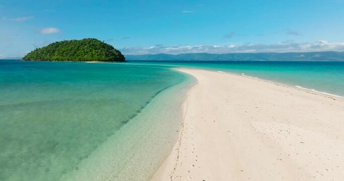 Bon Bon Sandbank with white sand and clear turquoise water. Romblon Island. Romblon, Philippines.