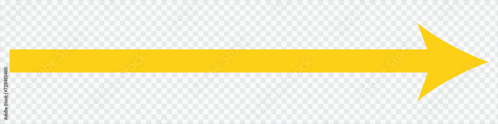 Poster yellow arrow to the right . vector, isolated. yellow arrow isolated on transparency background