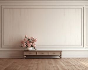 Colonial Style Furniture Room Mockup, Empty Wall Interior Mockup, 3D Render Interior Mockup