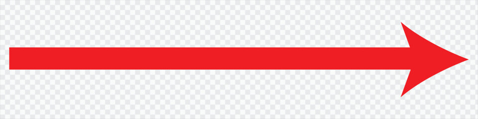 Red arrow to the right . vector, isolated. Red arrow isolated on transparency background - obrazy, fototapety, plakaty