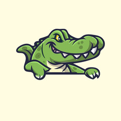 Naklejka premium Cute crocodile vector illustration for esport team and other