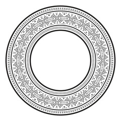 Ethnic seamless round pattern. Vintage frame border ornament vector. Classic ornate antique filigree element. Baroque floral style. Decorative border for frame, textile, fabric, rug, carpet, ring.