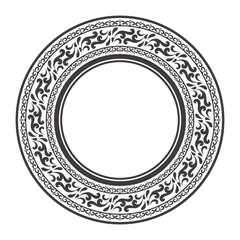 Ethnic seamless round pattern. Vintage frame border ornament vector. Classic ornate antique filigree element. Baroque floral style. Decorative border for frame, textile, fabric, rug, carpet, ring.