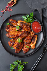 Spicy chicken wings in bbq sauce