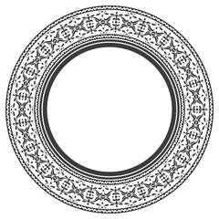 Ethnic seamless round pattern. Vintage frame border ornament vector. Classic ornate antique filigree element. Baroque floral style. Decorative border for frame, textile, fabric, rug, carpet, ring.