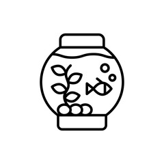 Aquarium outline icons, minimalist vector illustration ,simple transparent graphic element .Isolated on white background