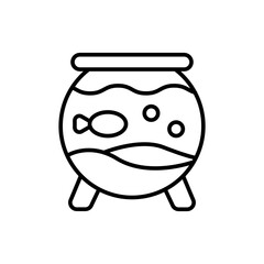 Aquarium outline icons, minimalist vector illustration ,simple transparent graphic element .Isolated on white background