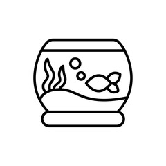 Aquarium outline icons, minimalist vector illustration ,simple transparent graphic element .Isolated on white background