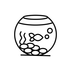 Aquarium outline icons, minimalist vector illustration ,simple transparent graphic element .Isolated on white background