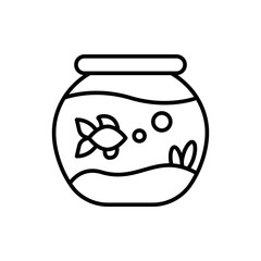 Aquarium outline icons, minimalist vector illustration ,simple transparent graphic element .Isolated on white background