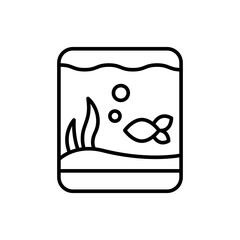 Aquarium outline icons, minimalist vector illustration ,simple transparent graphic element .Isolated on white background