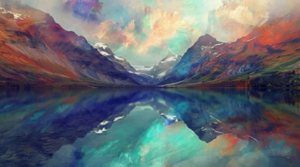 Zelfklevend Fotobehang lake in mountains © khadija