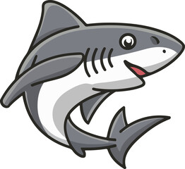 shark cartoon character isolated on white