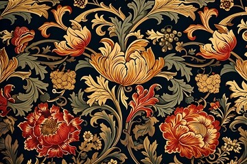 gothic floral illustration on black background