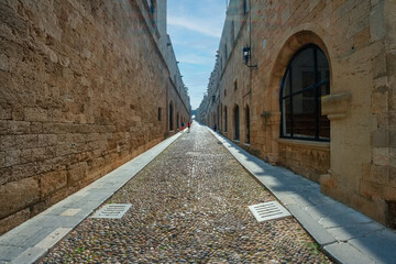 Rhodes city, Rhodes island, Greece Knight's Street (Odos Ippoton), the most famous street within...