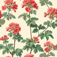 Fotobehang seamless elegant victorian botanical flower pattern © Wipada