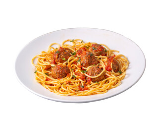Spaghetti with meatballs and tomato sauce, Italian pasta