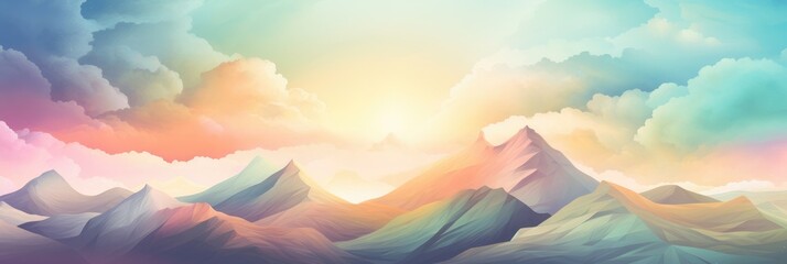 Decorative Abstract Mountain Wallpaper in Colorful Vintage Retro Design - Nature Illustration - obrazy, fototapety, plakaty