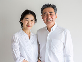 共に笑顔を分かち合う、健康で活動的な日本人シニアカップル