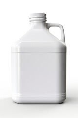 Isolated White Plastic Gallon Jug with Handle. Clean Container for Liquids and More on White