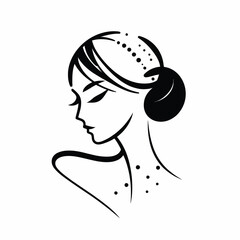 basic female portrait vector line ink