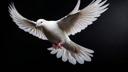 white dove isolated on black