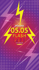 Sale banner template design 5.5 . 05.05 SPECIAL OFFER, FLASH SALE, MEGA SALE