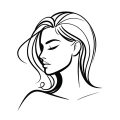 basic female portrait vector line ink