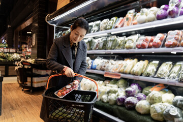 Woman Selecting Fresh Produce at Grocery Store