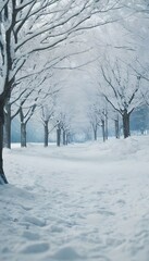 Fototapeta na wymiar snow covered trees in the park