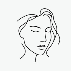 basic female portrait vector line ink
