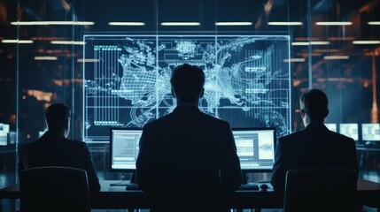 IT specialists confer at a meeting and discuss news in the computer industry