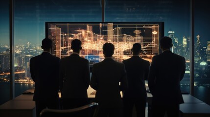 IT specialists confer at a meeting and discuss news in the computer industry