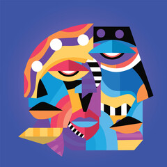 Cubism Mask Illustration Design