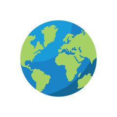 Earth globes on white background. Flat planet Earth icon. Vector illustration.