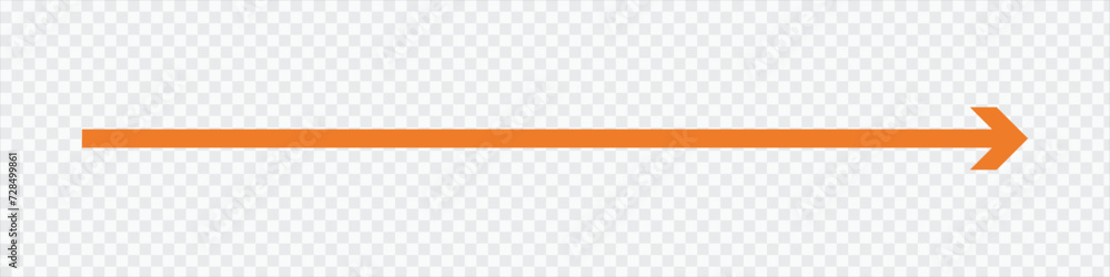Poster orange long arrow to the right . vector, isolated. orange arrow isolated on transparency background