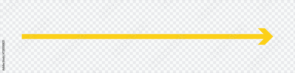 Poster yellow long arrow to the right . vector, isolated. yellow arrow isolated on transparency background