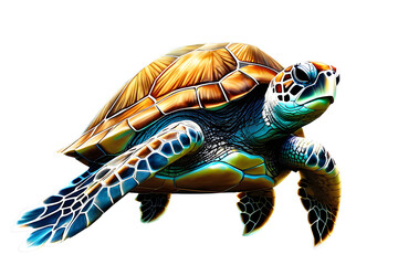 turtle isolated on transparent background - obrazy, fototapety, plakaty