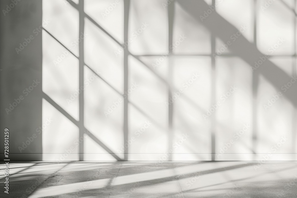 Poster create a serene and modern space with a background that features the soft white shade and shadow of 