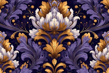 classic luxury floral victorian artwork style background in purple theme color