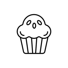 Cupcake outline icons, minimalist vector illustration ,simple transparent graphic element .Isolated on white background