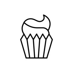 Cupcake outline icons, minimalist vector illustration ,simple transparent graphic element .Isolated on white background