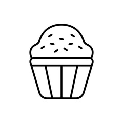 Cupcake outline icons, minimalist vector illustration ,simple transparent graphic element .Isolated on white background